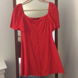 Red Zara Bell Sleeve Dress